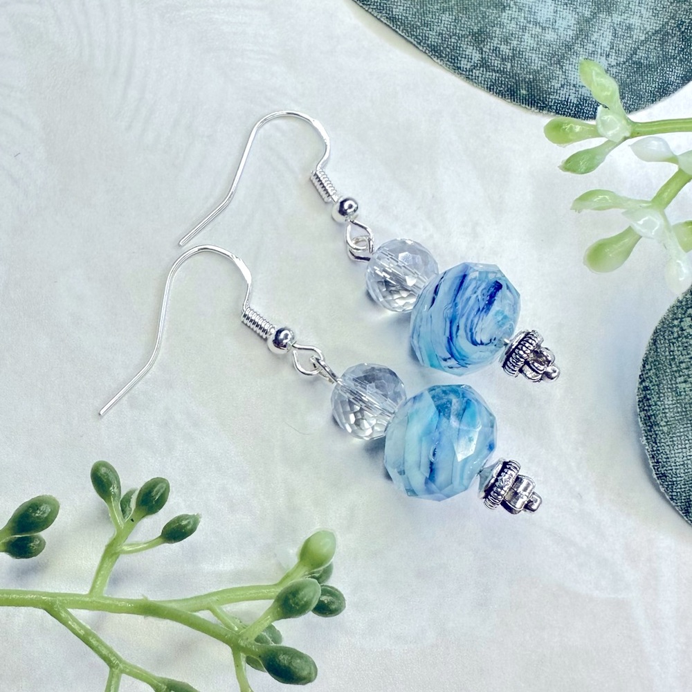 3/$25 Blue Earrings - Sparkly Czech Faceted Art Glass
